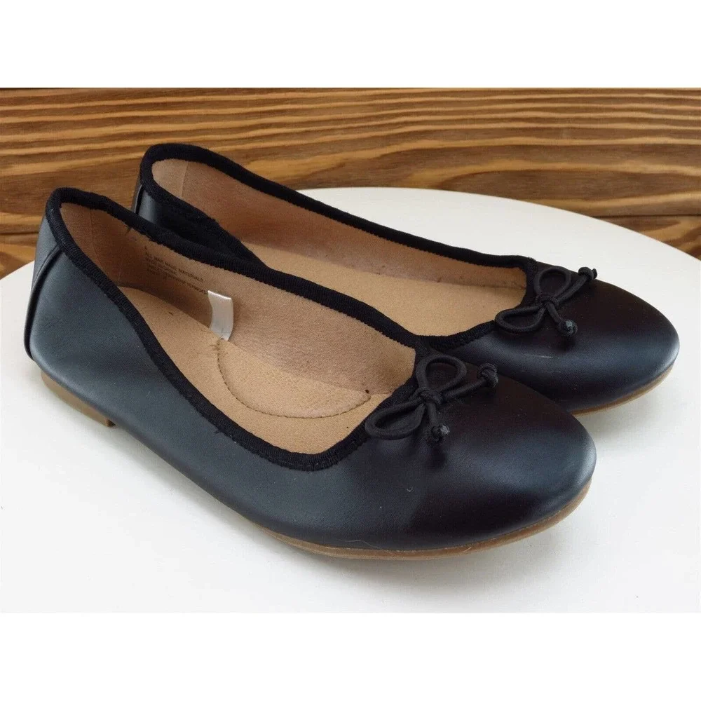 Cat & Jack Sz 4 Shoes Girls Youth Ballet Black Synthetic Slip‎ On